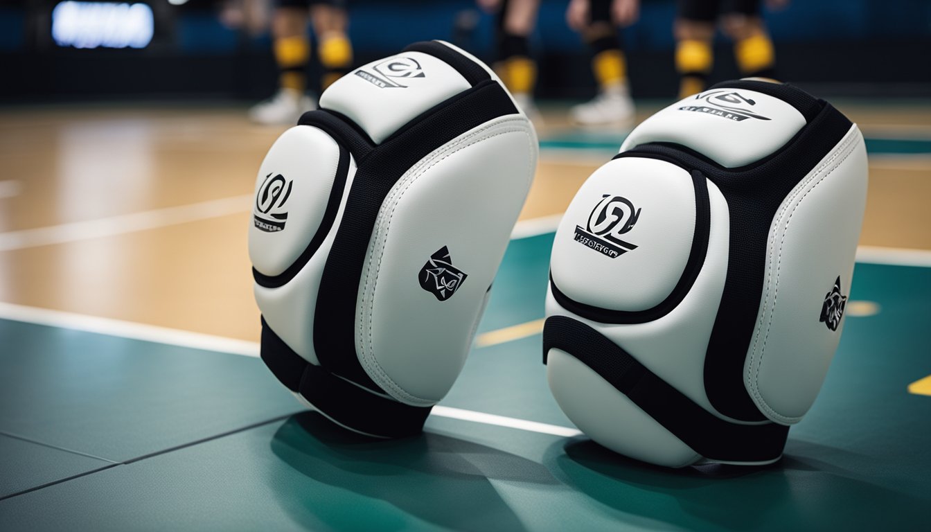 Volleyball knee pads arranged in a top 10 list, with various designs and colors, ready for use on the court