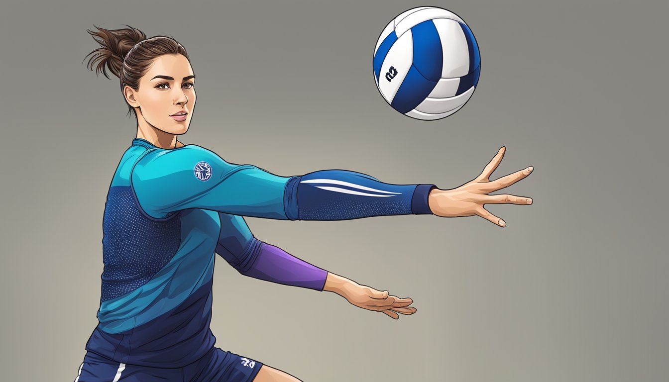 A volleyball player wearing the top 5 best arm sleeves, ready to serve or spike the ball