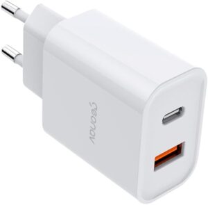 Geonav Carregador Universal Ultra Rapido Duo 1 X USB C Power Delivery 20W 1 X USB Quick Charge 18W CH20PDQC Branco